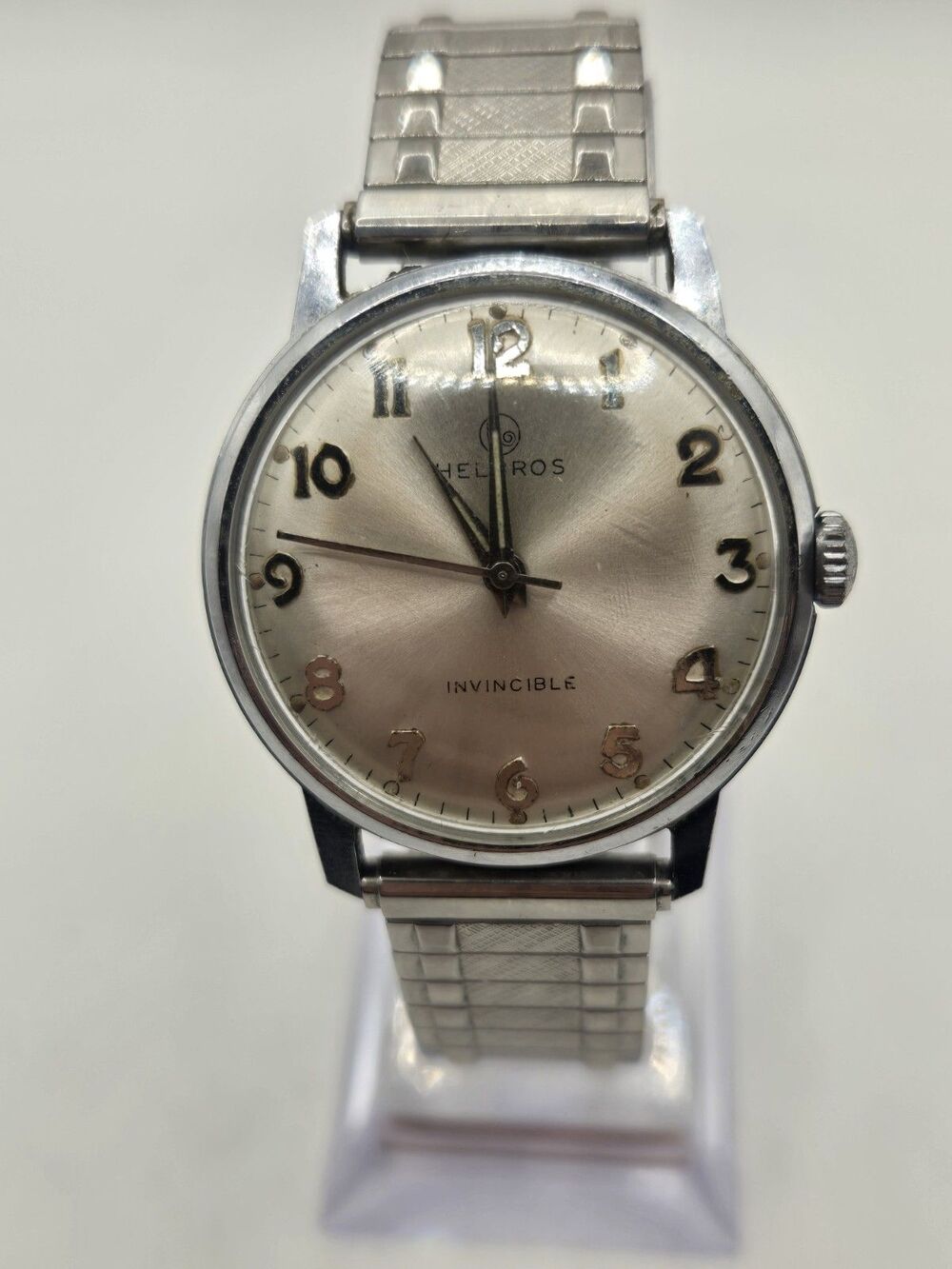 Vintage Helbros Invincible Men's Stainless Steel Mechanical Watch. Runs Great.